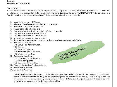 ASAMBLEA GENERAL DE SOCIOS COOPRODES